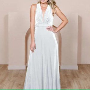 Revelry Dylan Pearl White Velvet Dress Petite Sz 2 NEW Wedding Prom Pageant